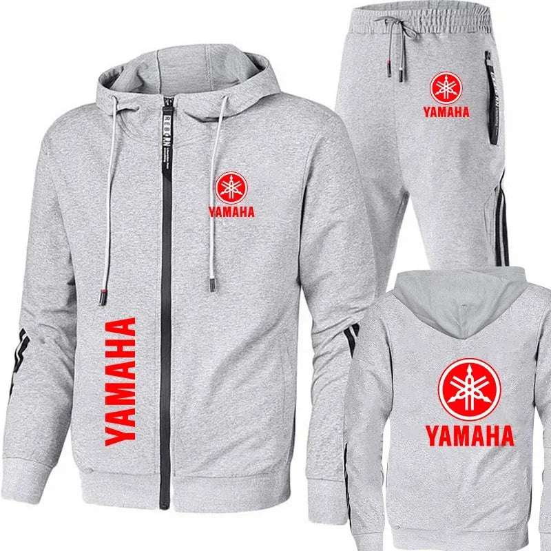 New motorcycle racing sportswear for men, featuring Yamaha logo print, zipper hoodie & pants, men's suit, men's sports suit.