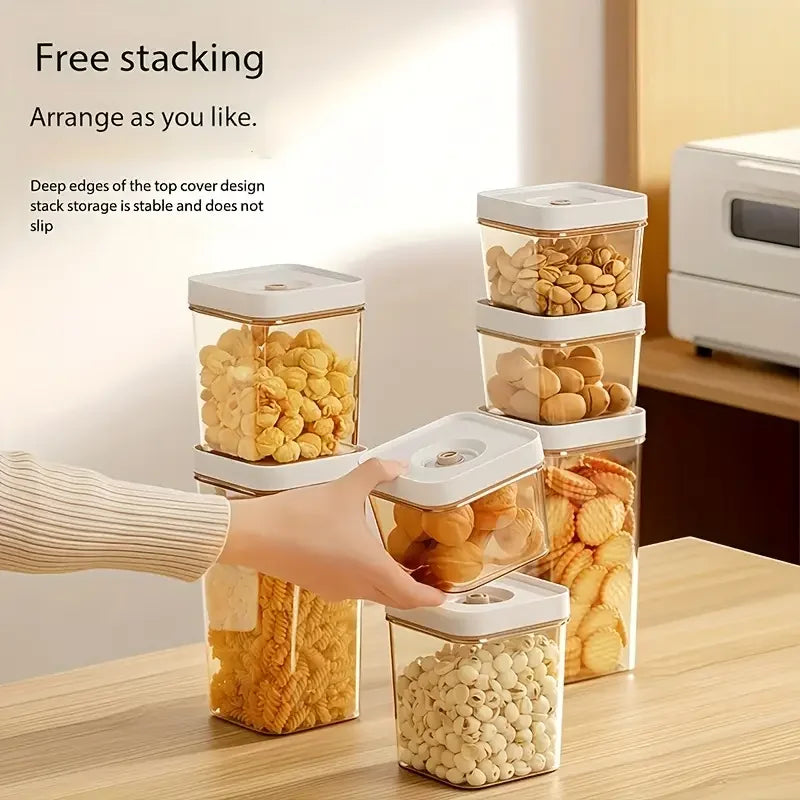 4-piece modern vacuum-sealed food storage containers - household refrigerator storage containers, suitable for food and grains.