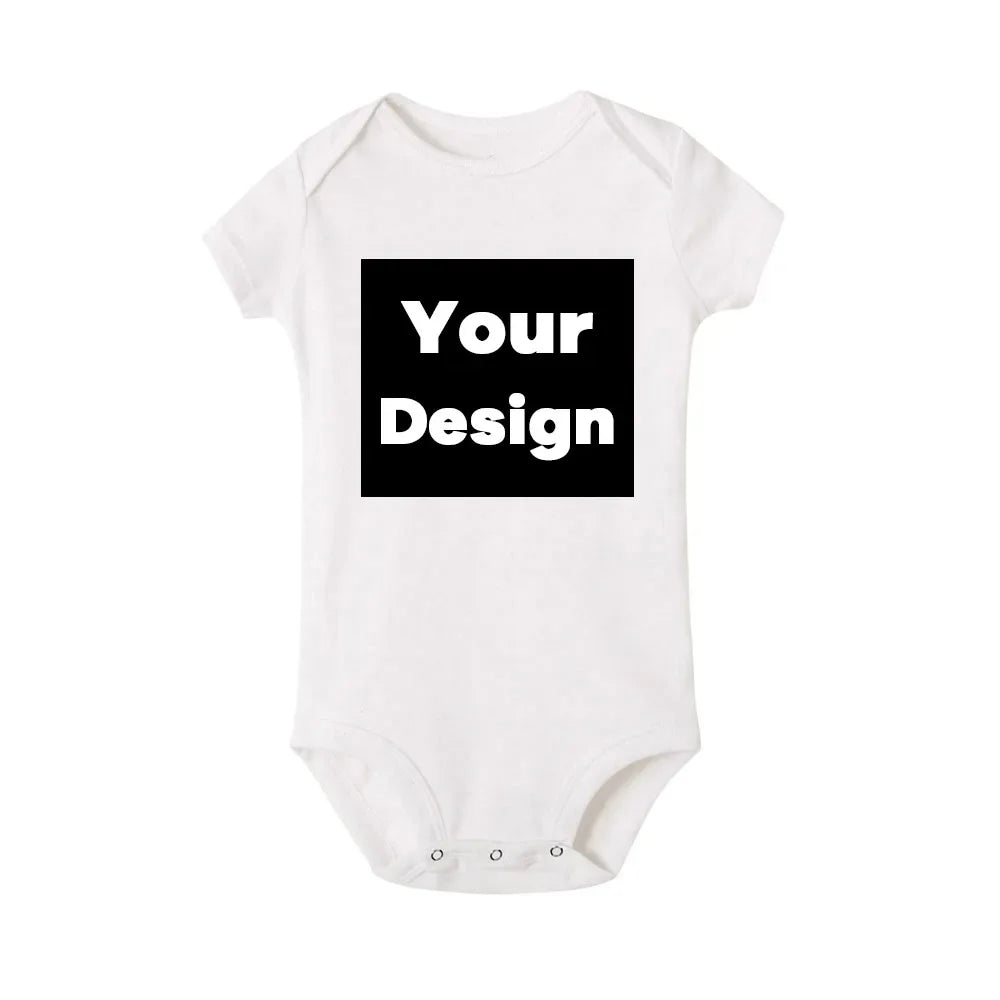 DIY IHR DRUCK ODER LOGO Neugeborenen-Anpassungs-Body, Langarm- und Kurzarm-Overall, einfacher, maßgeschneiderter TEXT-Babyspielanzug.