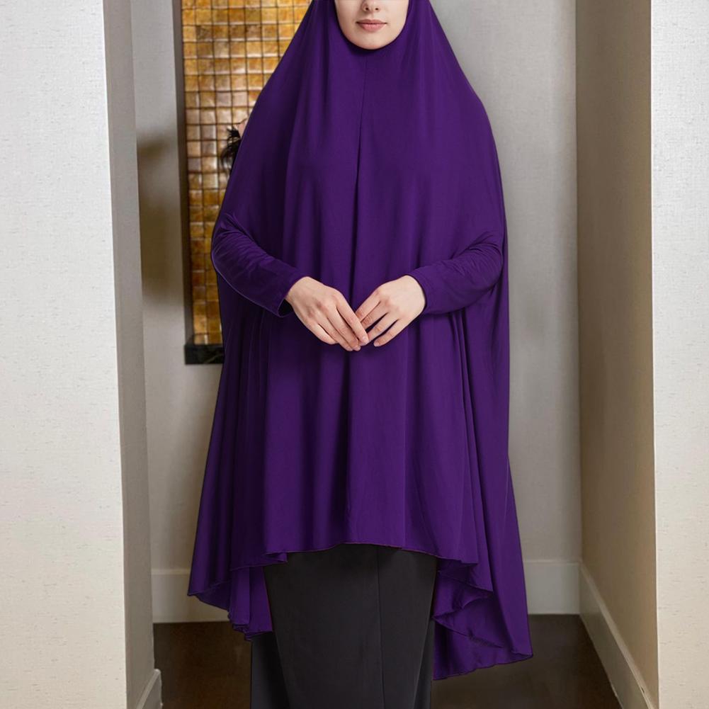 2 pieces Women Robe Middle East Arab Vintage Full Cover Long Sleeve Robe Pleated Hem Muslim Hijab Robe with Hooded Maxi Robe.