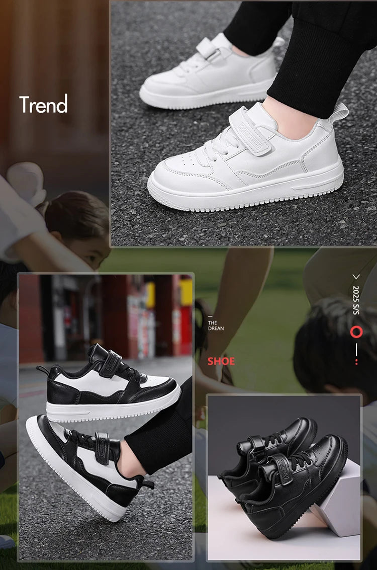 White Kids Sneakers Boys Sports Running Shoes Breathable Mesh Lightweight Comfortable Outdoor Tennis Casual Walking Shoes.