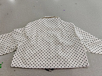 TRAFZA Herbst Polka Dot Gedruckt Jacke Für Frauen Lange Ärmel Rollkragen Zipper Mit Taschen Kordelzug Lose Vintage Mäntel