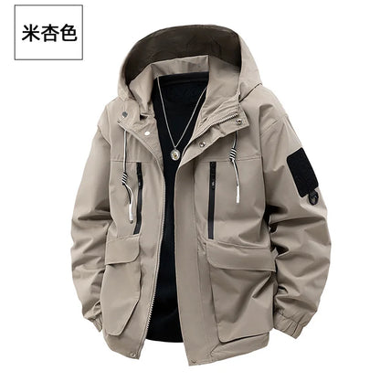 Jacket Mens Spring autumn New men jacket printing hooded Jackets casual coat Men's business coats Size M-4XL 5XL Hat detachable.