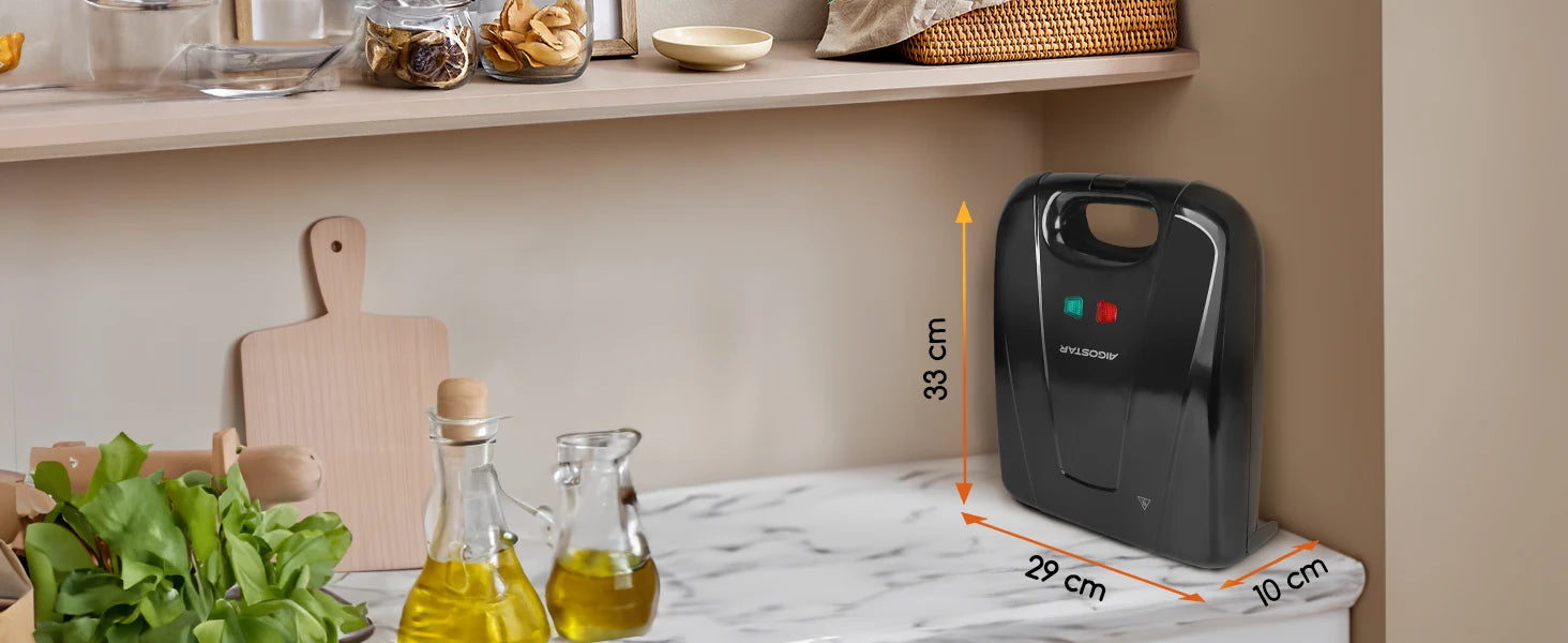 Aigostar Sandwich Maker XXL for 4 Sandwiches, 1400 W, Sandwich Toaster with Non-Stick Coating, Fast Heating, Temperature Control.