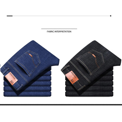 2024 Fashion Men Stretch Loose Straight Jeans Casual Elastic Slim Fit Denim Pants Male Brand Business Trousers Large size 38 40.