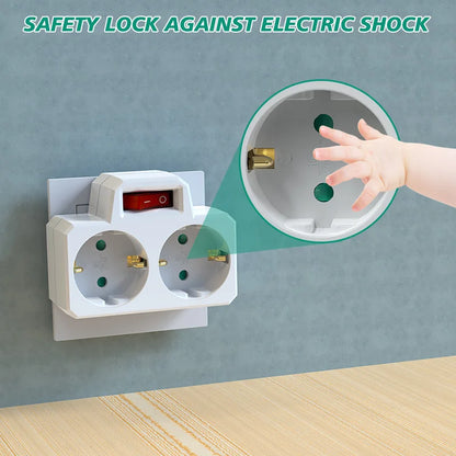 Doppelsteckdosenadapter mit EIN/AUS-Schalter, europäischer deutscher Standard, Wandstecker, Steckdose, Stromkonverter für Zuhause.