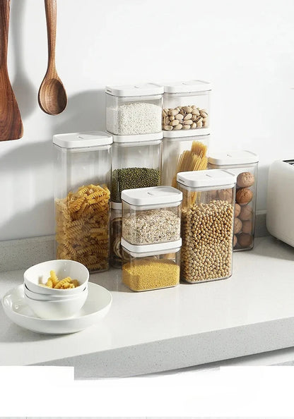 Clear Food Grade Plastic Storage Jar Airtight Seal for Kitchen Snacks Cereals Beans Kitchen Storage Organizer Kitchen Storage.