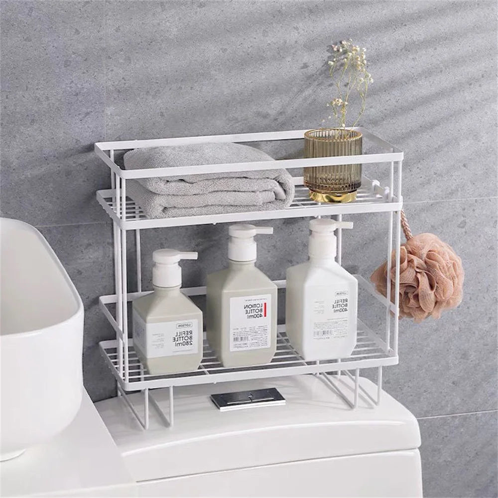 1 Stück Badezimmer-Einzel- und Doppelschicht-Toilettenpapierregal, multifunktionales Badezimmer-Lagerregal ohne Bohren, Badezimmerregal