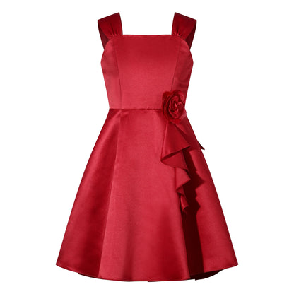 Mädchen Sommer ärmelloses Prinzessinnenkleid Elegantes Satin Hochzeit Brautjungfer Partykleid Große Schleife A-Linie Tutu für Geburtstagsabend