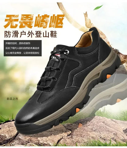 Non-slip Leather Men Hiking Shoes High Quality Man Casual Sneakers Comfortable Sport Shoes Breathable Retro Men Walking Sneakers.
