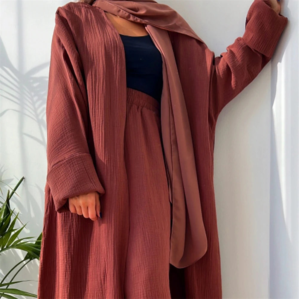 Modest Kimono Abaya Dubai Muslim Sets Islam Kaftan Dresses Kebaya Robe Femme Musulmane Abayas For Women Caftan Marocain Djellaba.