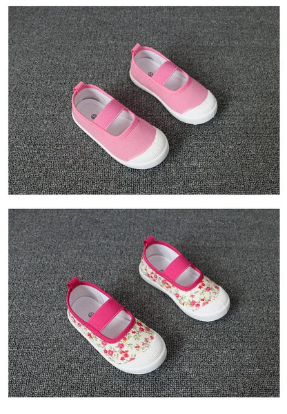2025 New Spring Autumn Baby Girl Shoes Kids Canvas Shoes Children Casual Sneakers Candy Color Flowers For Girls Floral Prints.