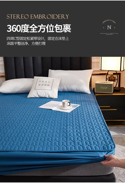 Waterproof Thicken Mattress Cover Quilted Latex Mat Bed Covers Pad Skin-Friendly Fitted Sheet Protector Bedspread150/160/180x200.