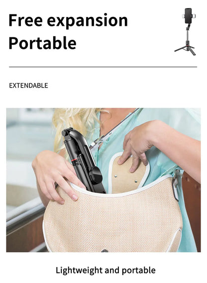 L13D Selfie Stick 1160mm with Wireless Bluetooth Double Fill Light Extended Tripod with Remote Shutter for Android IOS Cellphone.