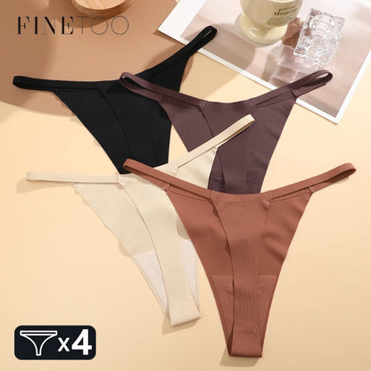 4PcsSet Seamless Ultra-thin Underwear Women Sexy Thin Belt Panties Female High Stretch Thongs Girls Breathable G-String Lingerie.