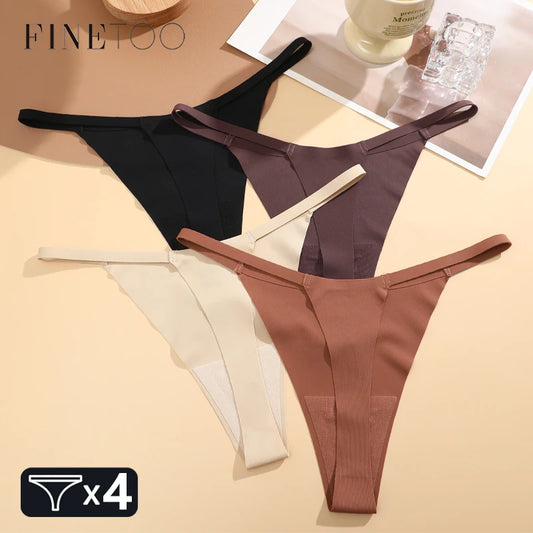 4PcsSet Seamless Ultra-thin Underwear Women Sexy Thin Belt Panties Female High Stretch Thongs Girls Breathable G-String Lingerie.