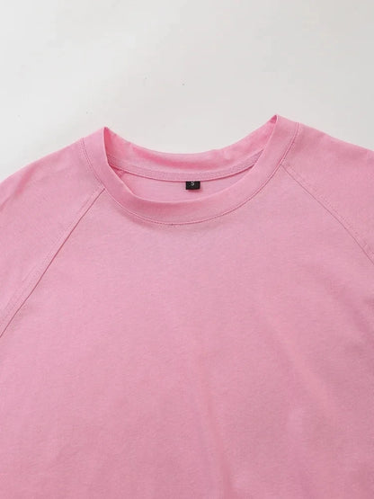 HH Women Casual Sport Pant Suit Vintage Solid Short Sleeve O Neck T-Shirt + Drawstring Jogging Pants Woman Commuting Sets.