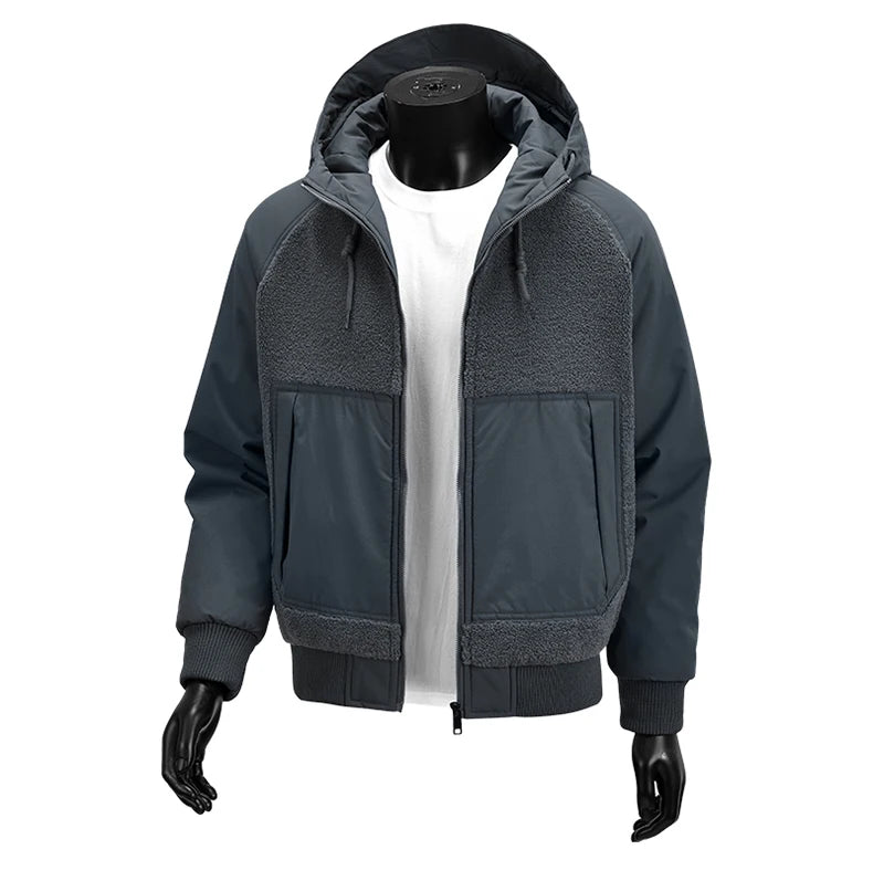 Outdoor Hiking Jacket Winter Fleece Windproof Camping Fishing Hooded Jacket Male Thick Warm Trekking Climbing Skiing Casual Coat.