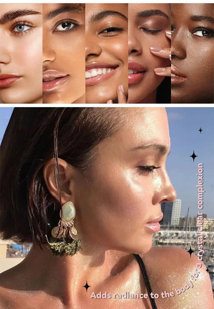 MLSIMLE 4 COLORS Natural Shimmer Pearl Setting Powder Contouring Highlighting Waterproof Sweat-proof Oil-control Makeup Powder.