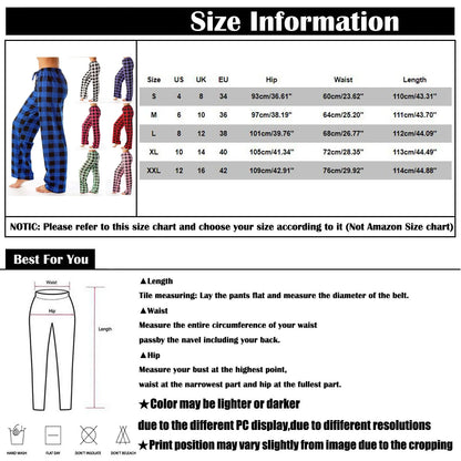 Frauen Weihnachten Pyjama Hosen Herbst Winter Plaid Gedruckt Hosen Mode Lässig Breite Bein Hosen Kleidung Streetwear