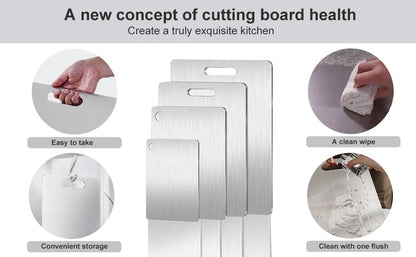 Titanium Cutting Boards for Kitchen Stainless Board 304 Steel Thickened Double Sided Food Grade Portable Fruit Meat Chopping.