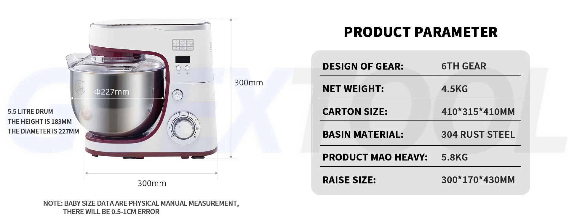 10L Stand Mixer Electric Kitchen Mixer Food Processor Dough Kneading Machine Kneader Kitchen Appliances Stir Fried chef's Machin.