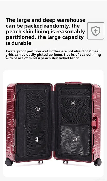 20-Handgepäck, Trolley mit Aluminiumrahmen, PC-Koffer, Reisekoffer mit breitem Griff.