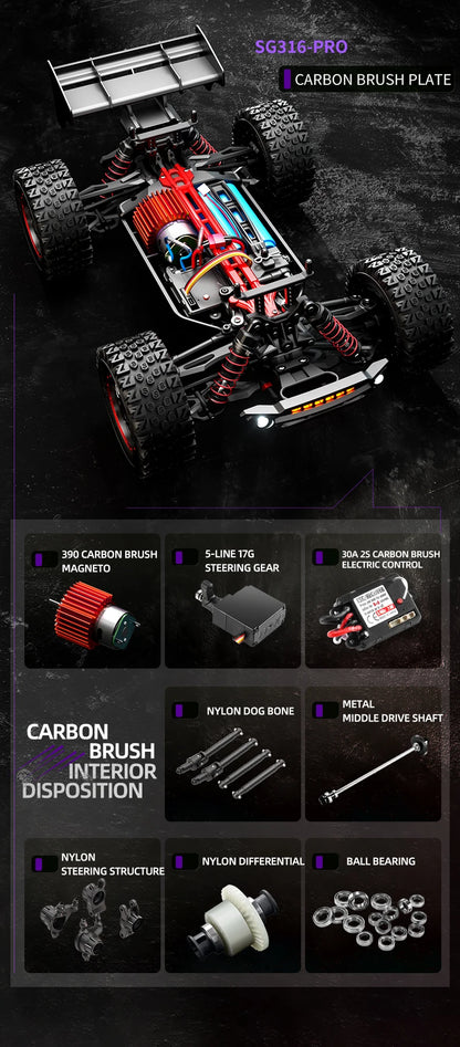 ZLL SG316 MAX 1:16 High Speed Drift Racing Car 80KM/H Brushless Motor 4WD RC Off Road Car Monster Trucks Toys for For Kids Gifts.