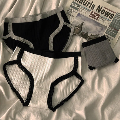 3Pcs/Set Cotton Panties Mid-Waist Women's Underwear Female Breathable Underpants Girls Solid Color Briefs Short Sexy Lingerie.