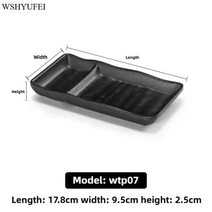 Black Melamine Plate Plastic Barbecue Dish Commercial Cutlery Kitchen Dinner Plates Not Easily Broken Tableware Accessories.