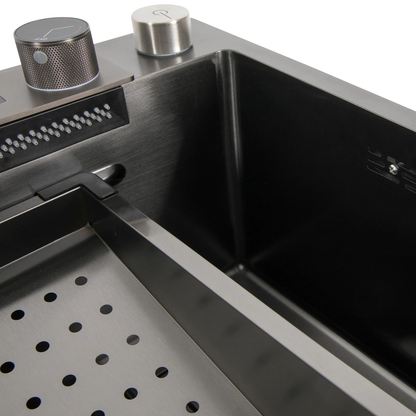 Küchenspüle aus Edelstahl mit ausziehbarem Wasserhahn, Wasserfallspüle mit Digitalanzeige, multifunktionale Küchenspüle für die Arbeitsstation