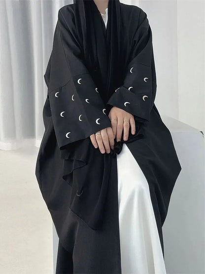 Ramadan Black Moon Abaya Kimono Kebaya Turkey Islam Muslim Modest Dress Damen Prayer Clothes Women Kaftans Robe Femme Musulmane.
