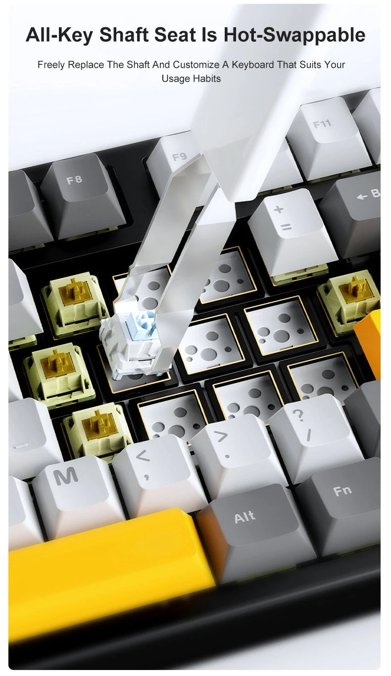 NEW Ajazz AK35I V3 MAX Tri-mode Wired Bluetooth Wireless Gaming Keyboard Gasket Full Key Hot Swap 104 Keys Customized Keyboard