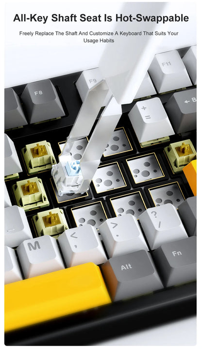 NEW Ajazz AK35I V3 MAX Tri-mode Wired Bluetooth Wireless Gaming Keyboard Gasket Full Key Hot Swap 104 Keys Customized Keyboard