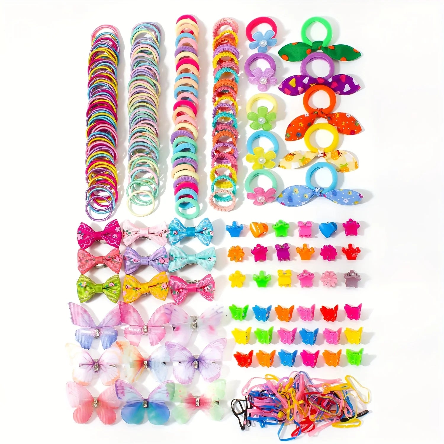 555-Piece Set Colorful Butterfly Hair Clips for Girls Sweet Elastic Bow Hair Accessories Hairpin Hairband Hair Accessories.