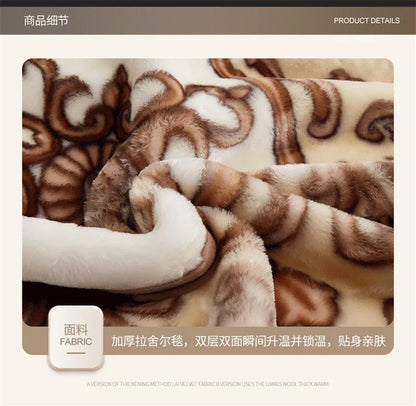 European Style Warm Raschel Blanket for Winter High End Soft Thicken Warmth Weighted Blanket Double Side Flocked Comforter Duvet.