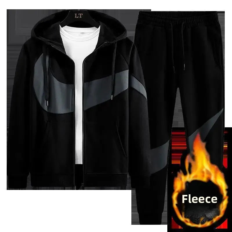 Autumn Winter Loose Hooded Long Sleeve Zipper Jacket Pants Trendy Set Men's Clothing New Hot Sale Of The Season Style Casual Out