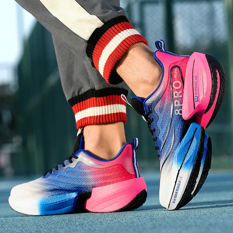 Men's Running Shoes Carbon Plate Racing Marathon Athletic Shoes Cushioned Comfortable Road Sneakers Teenage Training Shoes.