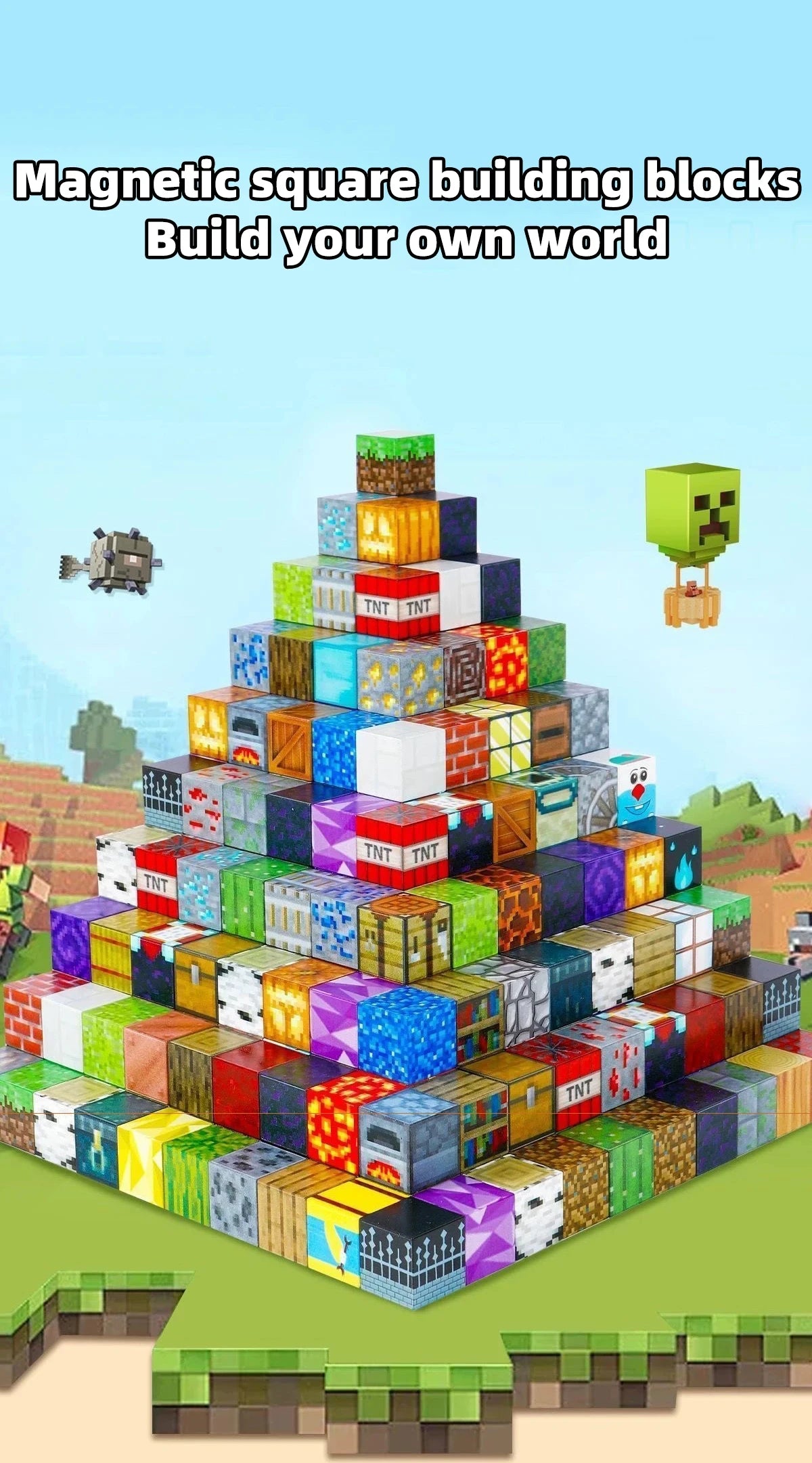 Magnetic Building Blocks Mine World Cube Magnet World Set for Kid Age DIY Model Children Stem Best Montessori Sensory Toy.