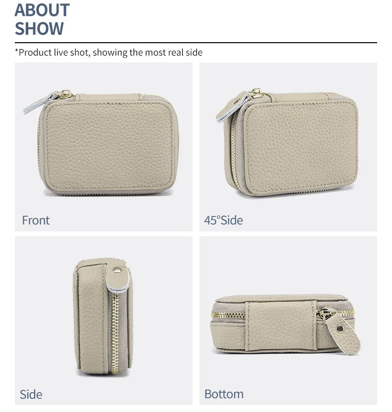 Lipsticks Case with Built-In Mirror Mini Cosmetic Bag Zipper Makeup Organizer Coin Pouch Travel Contact Lens Case Lipstick Purse.