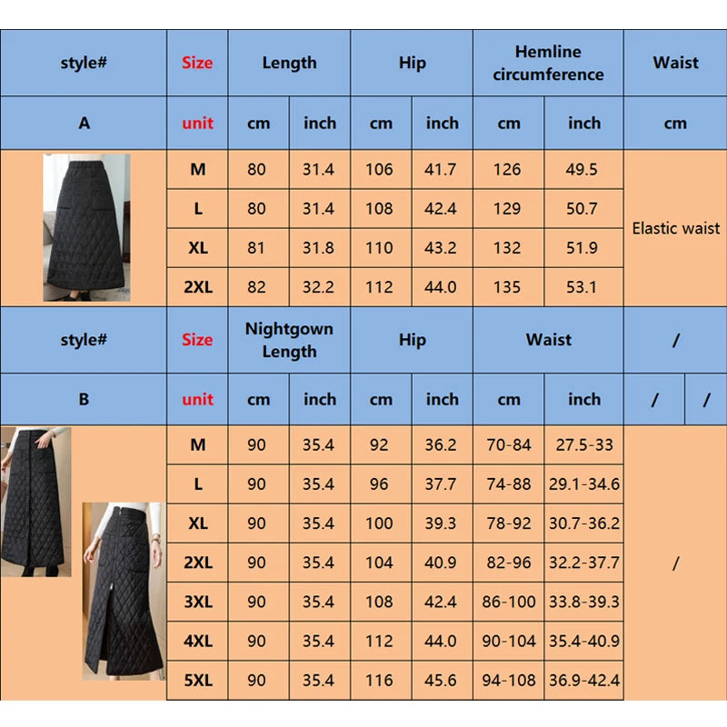 Women Winter Skirt Windproof Warm Down Cotton Skirt High Waist Quilted Cotton Padded Skirts Office Lady Elegant Skirt.