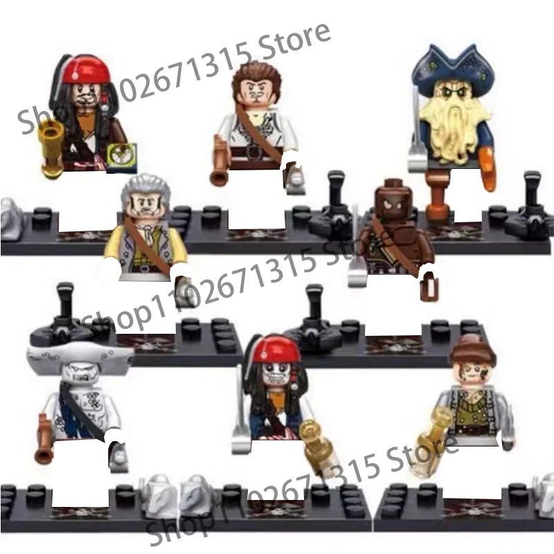 Movies Pirates Of The Caribbean Jack Sparrow Classic Movie Figures Head accessories Building Blocks Toys For Children.