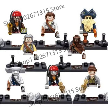 Movies Pirates Of The Caribbean Jack Sparrow Classic Movie Figures Head accessories Building Blocks Toys For Children.