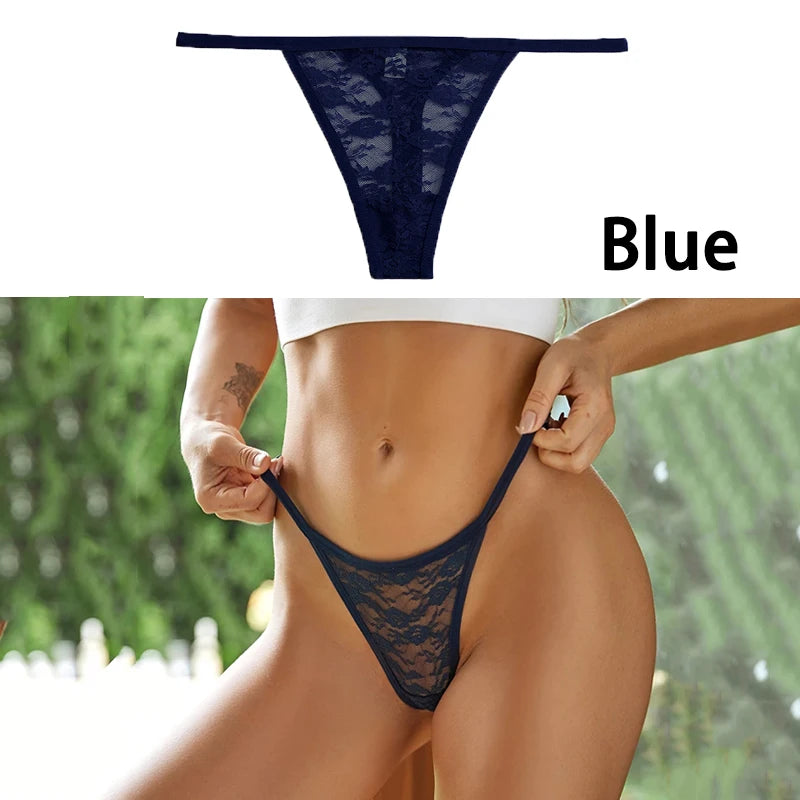 Lace Thong Sexy Panties G-string Low Waist Transparent Underwear Female Underpants Solid Intimates Lingerie Tangas Mujer M-XL.