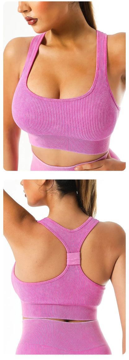 Yoga Suit High Waist Leggings Running Training Tights Sports Outfits Long Sleeve Crop Top Bra Seamless Fitenss Set Fitness Wear