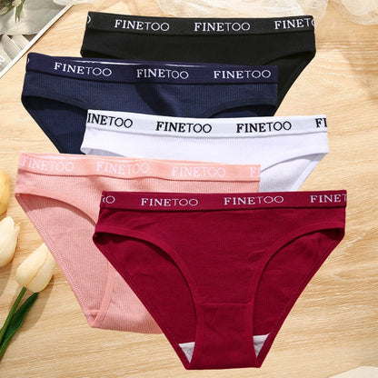 5Pcs/Set Sexy Women' Cotton Pantys Comfort Letter Printed Woman Briefs Ladies Underpants Fashion Girls Waist Band Lingerie M-XXL.