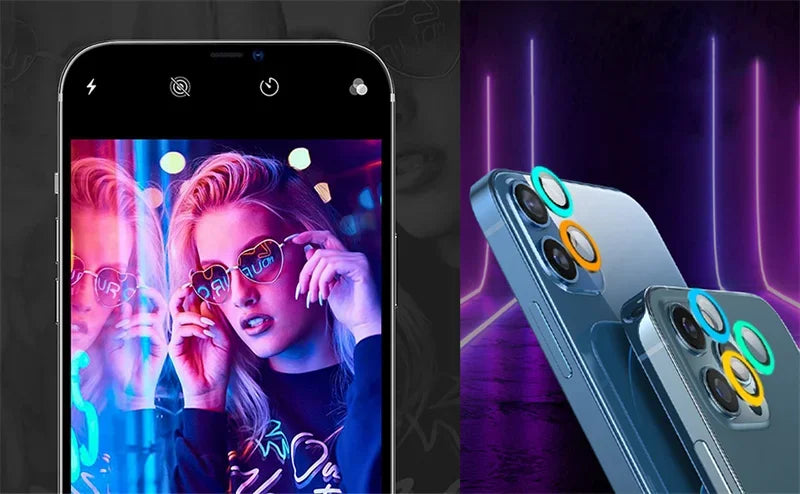 Night Light Luminous Metal Glass Camera Lens Protector for IPhone 16 15 14 1311 Pro Max Plus 12 Mini 16Pro Ring Lens Film Cover.