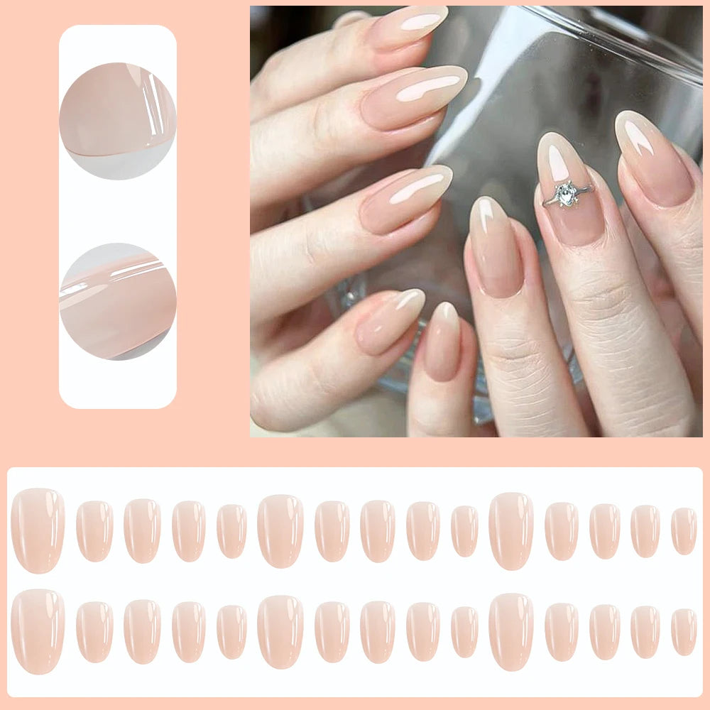 150Pcs M/S/XS Ice Nude Short Oval False Nail French Glossy Matte Simple Press on nails Nude Almond Full Cover Acrylic Fake Nails.