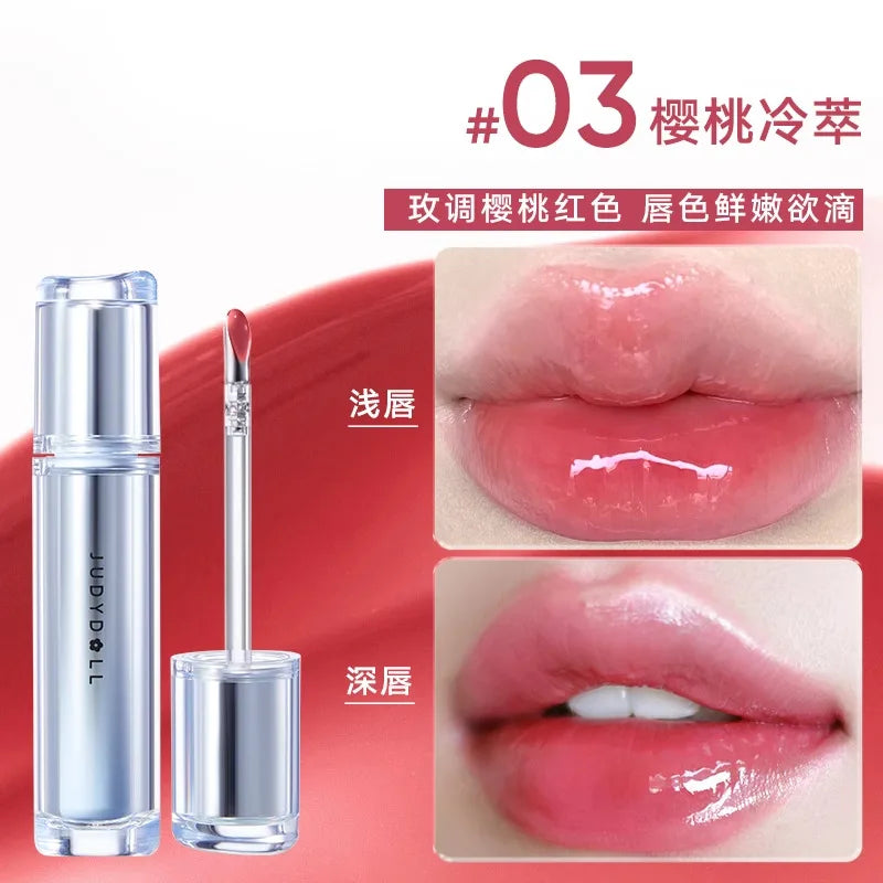 Judydoll Lip Glaze Mirror Shine Watery Lipstick Non-Stick Cup Long Lasting Moisturising Lip Tint Waterproof Makeup Cosmetics
