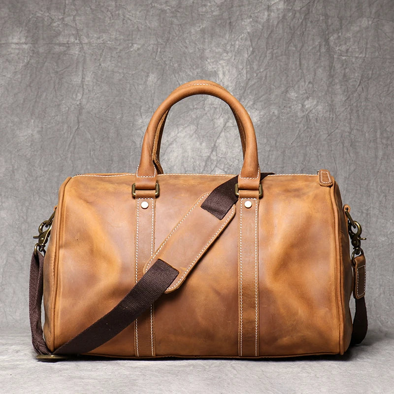 Vintage Herren Rindsleder Business Kurzstrecken tragen Handgepäck taschen große Kapazität Reisetasche einfache Umhängetaschen.